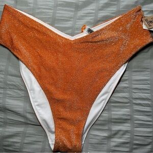 PINK Victoria's Secret Orange Shimmer Bikini Bottom